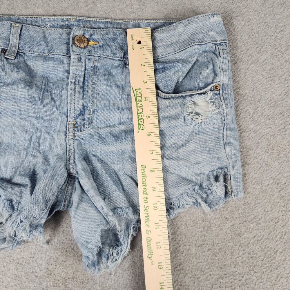 American Eagle Outfitters Favorite Boyfriend Shorts Womens 12 Blue Denim Raw Hem - Picture 6 of 8